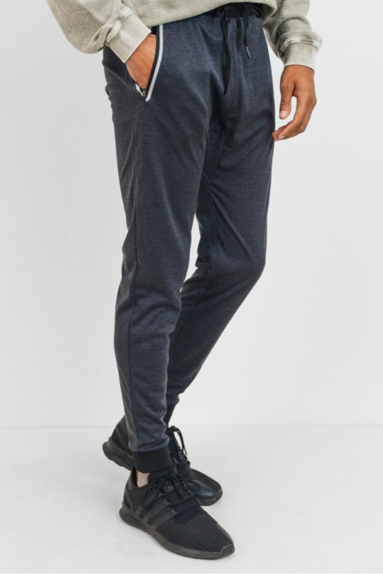 Men's Jogger with zippers on bags Color Melange