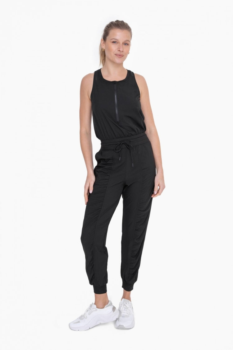 Jogger Lady Jumpsuit Half Zip Active Color Black
