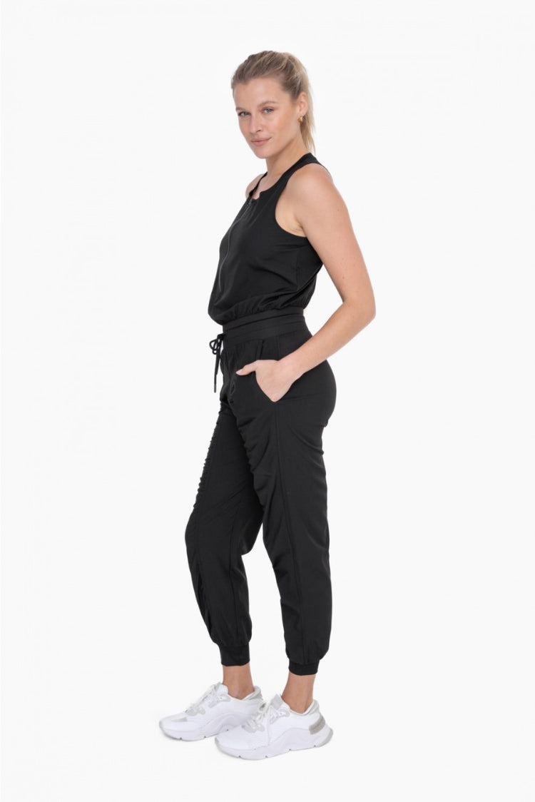 Jogger Dama Jumpsuit  Half Zip Active Color Negro
