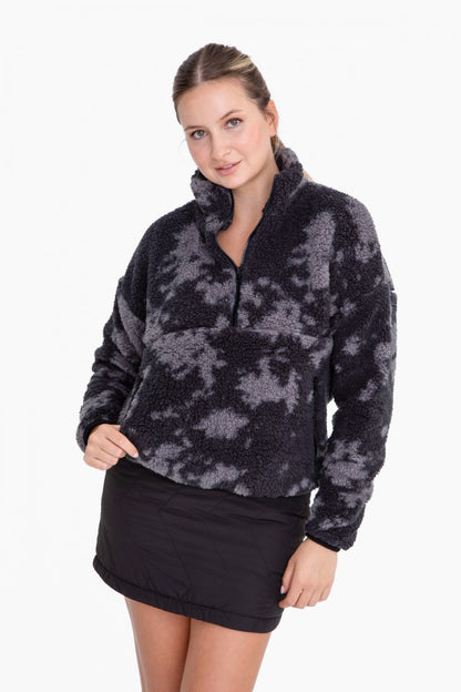 Ladies Half Zip Sherpa Pullover Print Jacket