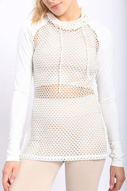 Hoodie Active Dama Fishnet Pullover
